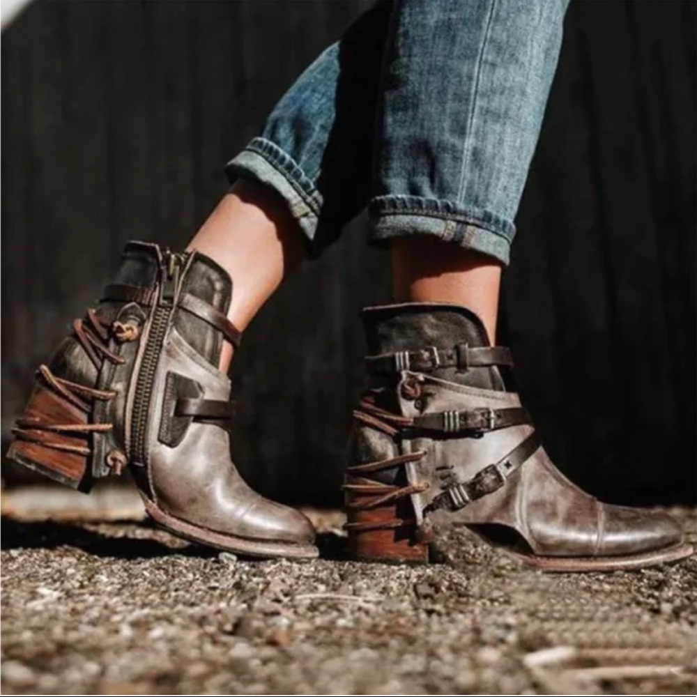 FREEBIRD by Steven Grey/Brown Leather Crue Booties